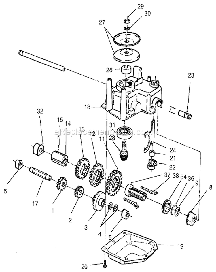 Gear Case Assembly #62-6673 Diagram and Parts List for 26638 210000001-210999999 - 2001 Toro Lawn Mower