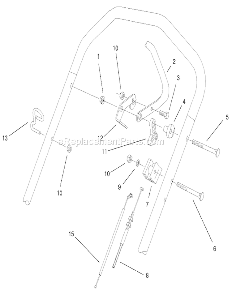 Handle Control Assembly Diagram and Parts List for 26639 8900001-8999999 - 1998 Toro Lawn Mower