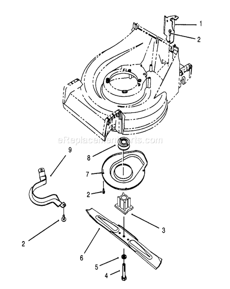 Blade Assembly Diagram and Parts List for 26640BC 5900001-5999999 - 1995 Toro Lawn Mower