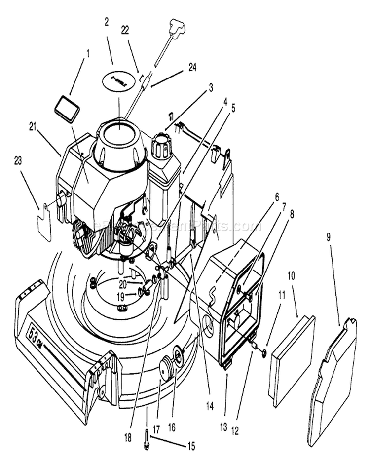 Engine Assembly Diagram and Parts List for 26640BC 5900001-5999999 - 1995 Toro Lawn Mower