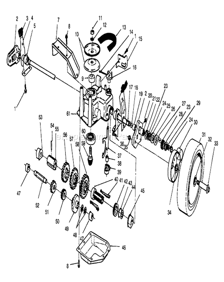 Gear Case Assembly Diagram and Parts List for 26640BC 5900001-5999999 - 1995 Toro Lawn Mower