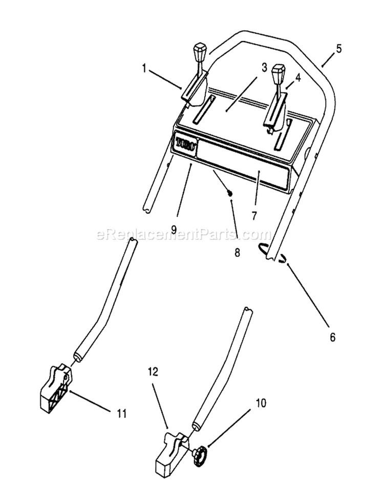 Handle Assembly Diagram and Parts List for 26640BC 5900001-5999999 - 1995 Toro Lawn Mower