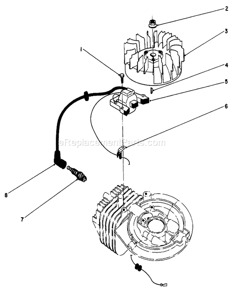 Ignition Assembly Diagram and Parts List for 26640B 3900001-3999999 - 1993 Toro Lawn Mower