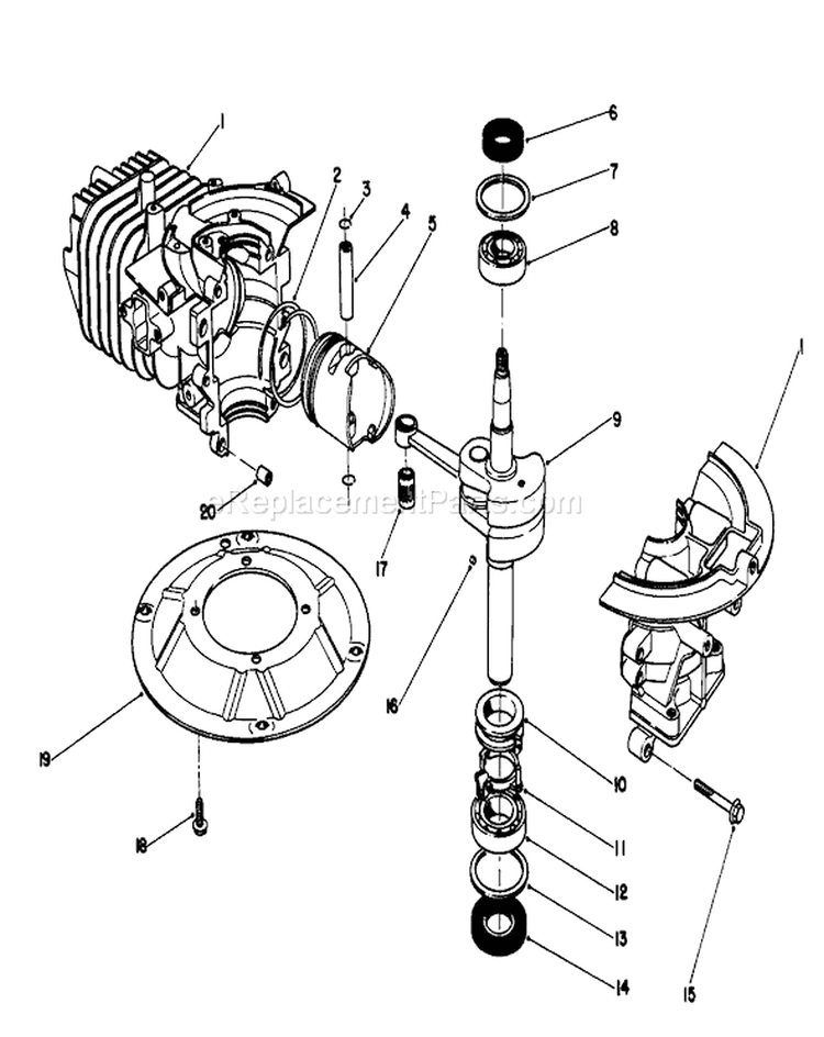 Crank Shaft Assembly Diagram and Parts List for 26640B 3900001-3999999 - 1993 Toro Lawn Mower