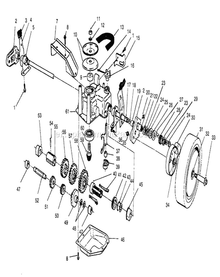 Gear Case Assembly Diagram and Parts List for 26640B 4900001-4999999 - 1994 Toro Lawn Mower