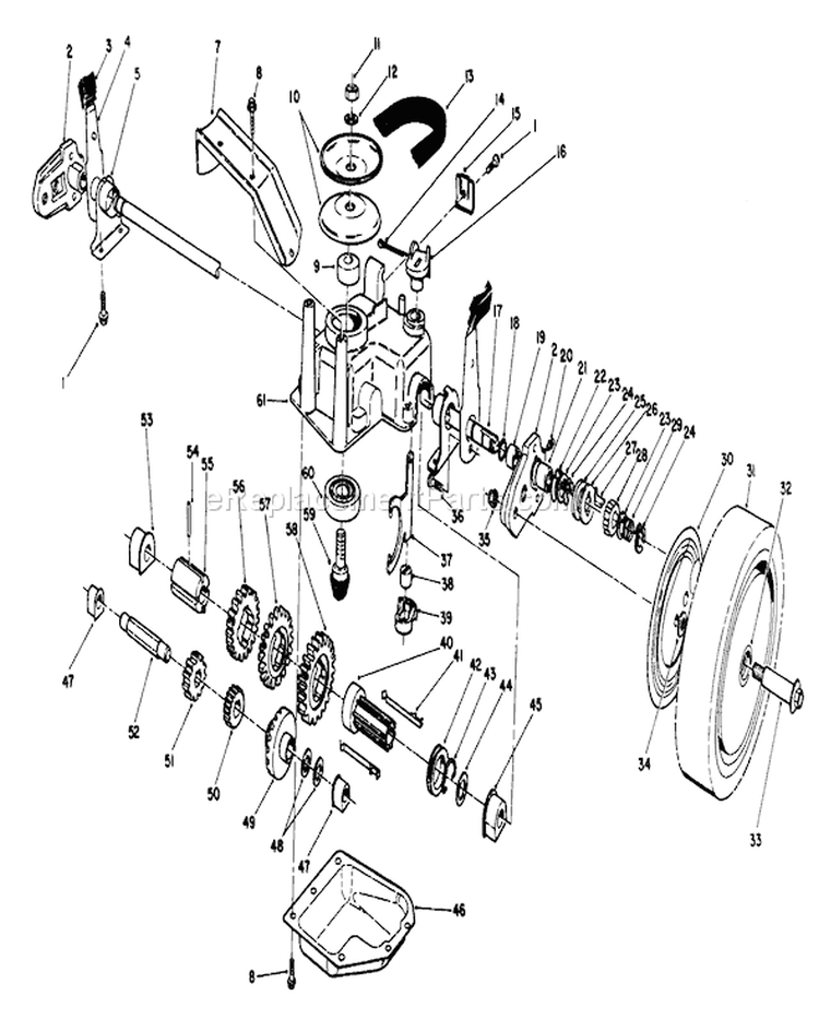 Gear Case Assembly Diagram and Parts List for 26641 9000001-9999999 - 1989 Toro Lawn Mower