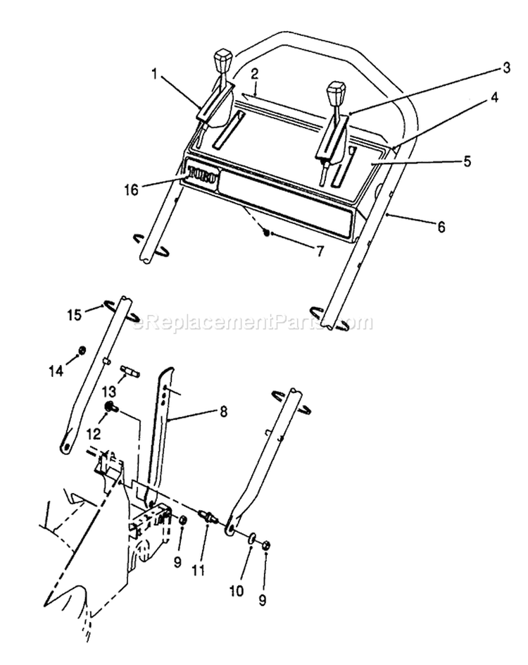 Handle Assembly Diagram and Parts List for 26641 9000001-9999999 - 1989 Toro Lawn Mower