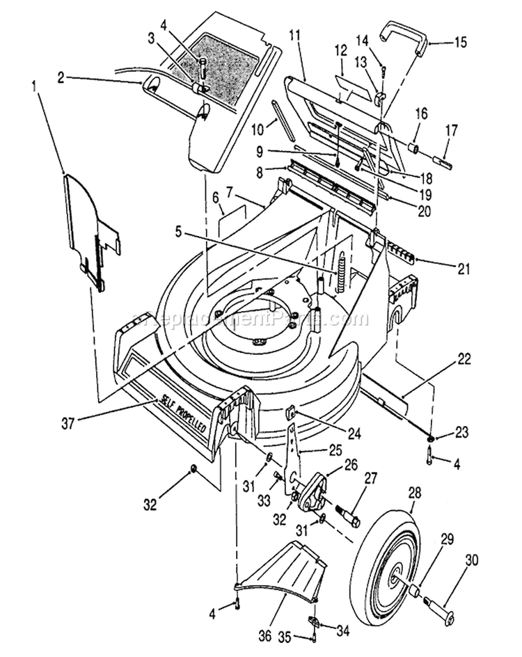 Housing Assembly Diagram and Parts List for 26641 9000001-9999999 - 1989 Toro Lawn Mower