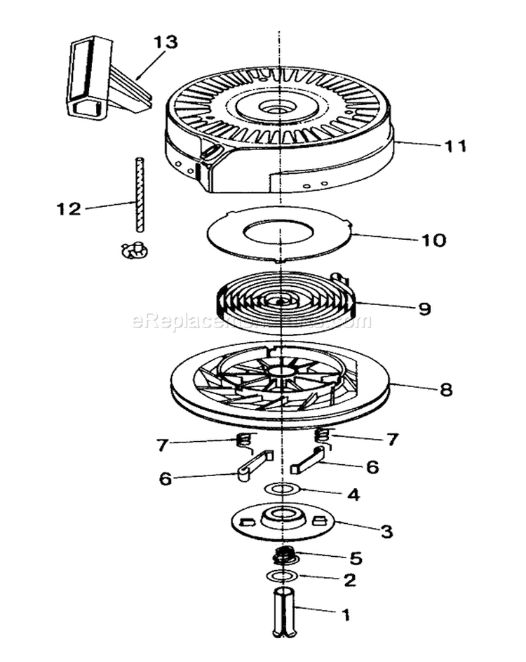 Rewind Tecumseh Starter No. 590635 Diagram and Parts List for 26642 9000001-9999999 - 1989 Toro Lawn Mower