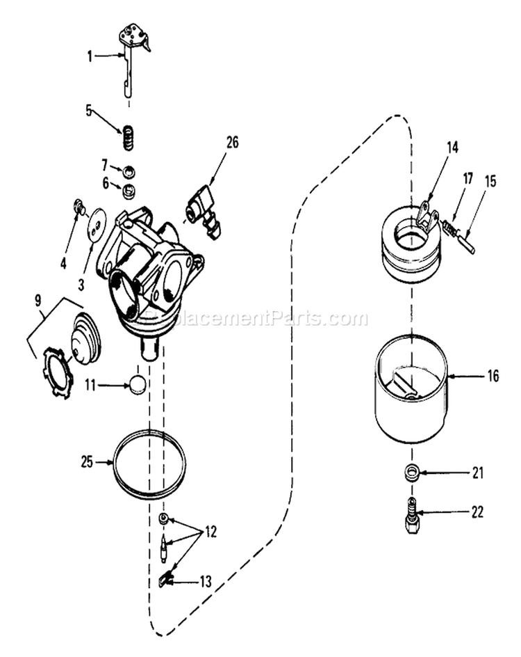 Carburetor Tecumseh No. 632521 Diagram and Parts List for 26642 9000001-9999999 - 1989 Toro Lawn Mower