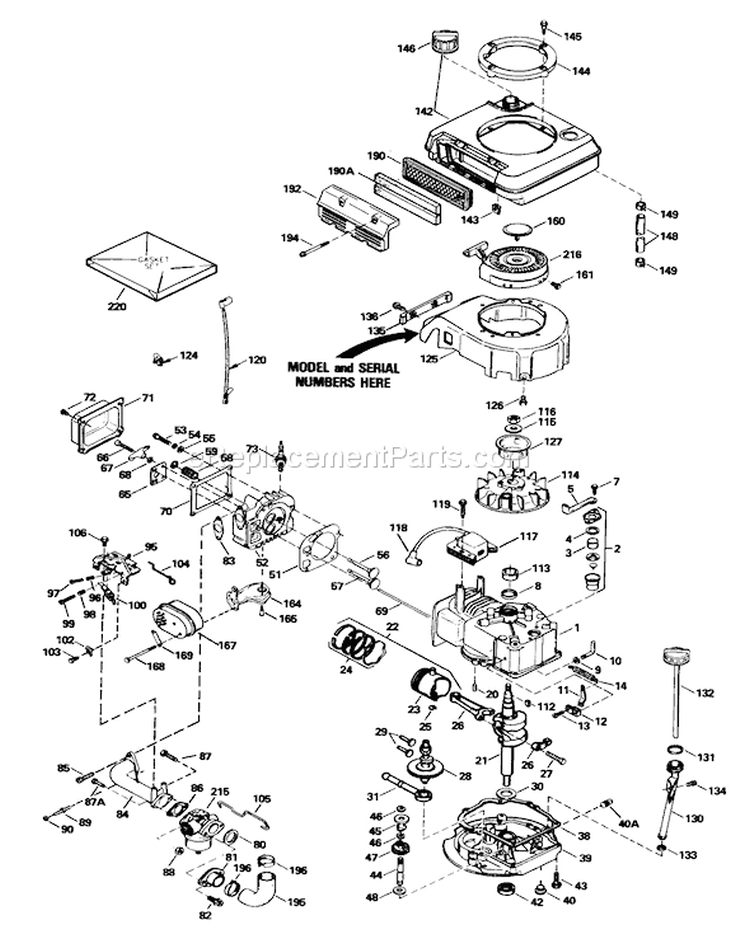 Engine Tecumseh Diagram and Parts List for 26642 9000001-9999999 - 1989 Toro Lawn Mower