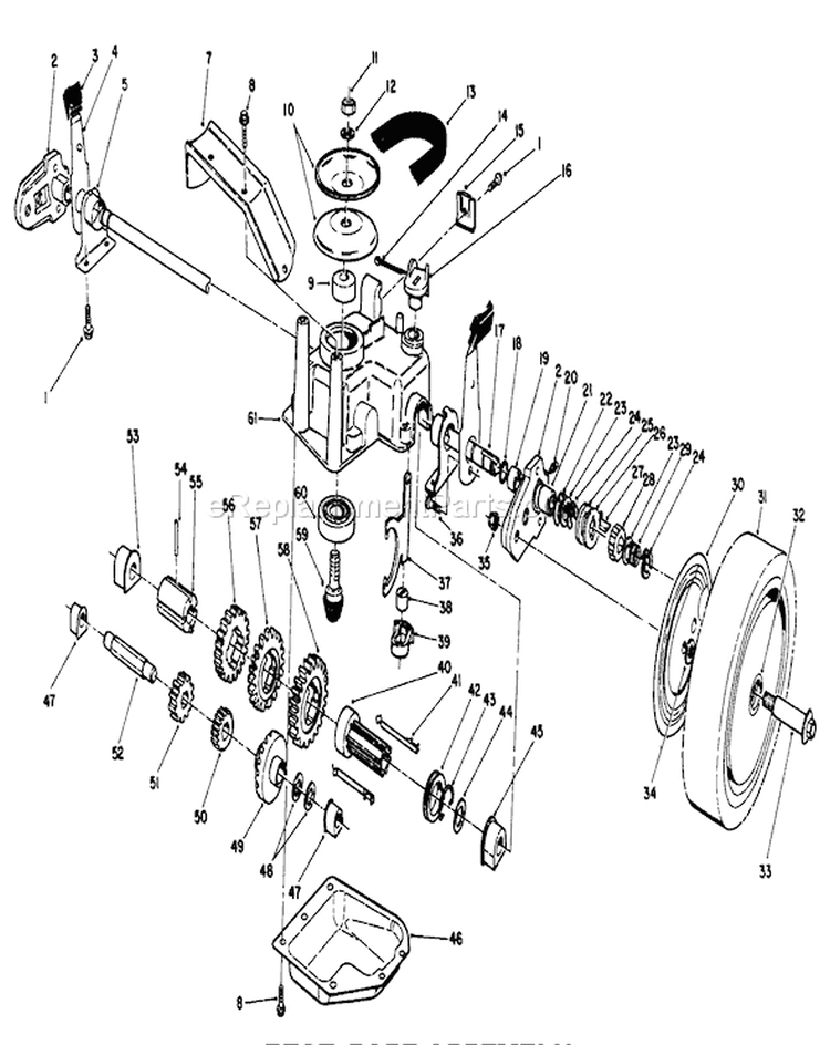 Gear Case Assembly Diagram and Parts List for 26642 9000001-9999999 - 1989 Toro Lawn Mower