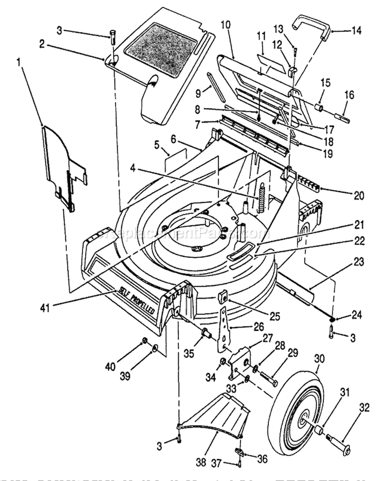 Housing Assembly Diagram and Parts List for 26642 9000001-9999999 - 1989 Toro Lawn Mower