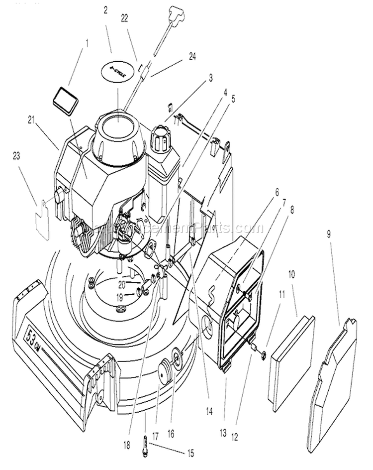 Engine Assembly Diagram and Parts List for 26643 7900001-7999999 - 1997 Toro Lawn Mower