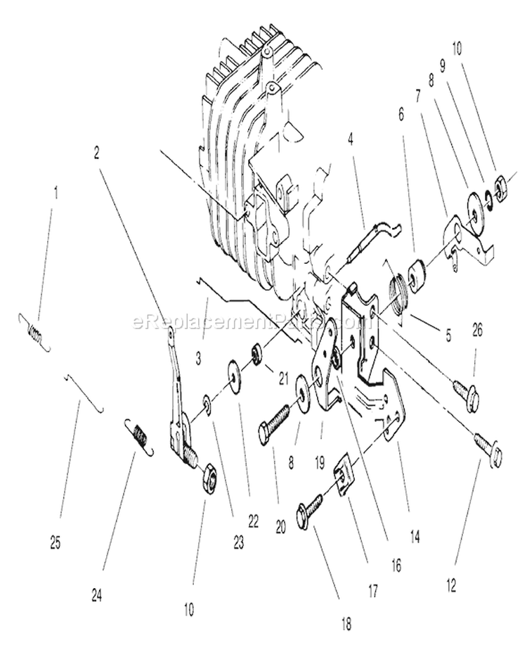 Governor Assembly Diagram and Parts List for 26643 7900001-7999999 - 1997 Toro Lawn Mower
