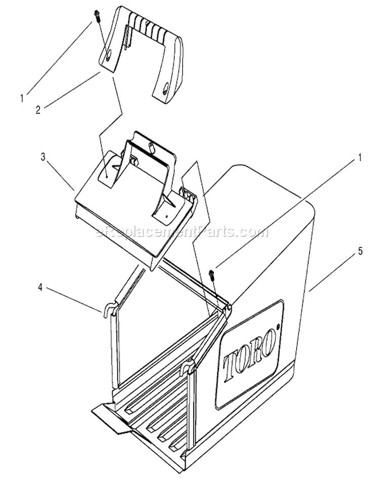 Grass Bag Assembly Diagram and Parts List for 26643 7900001-7999999 - 1997 Toro Lawn Mower