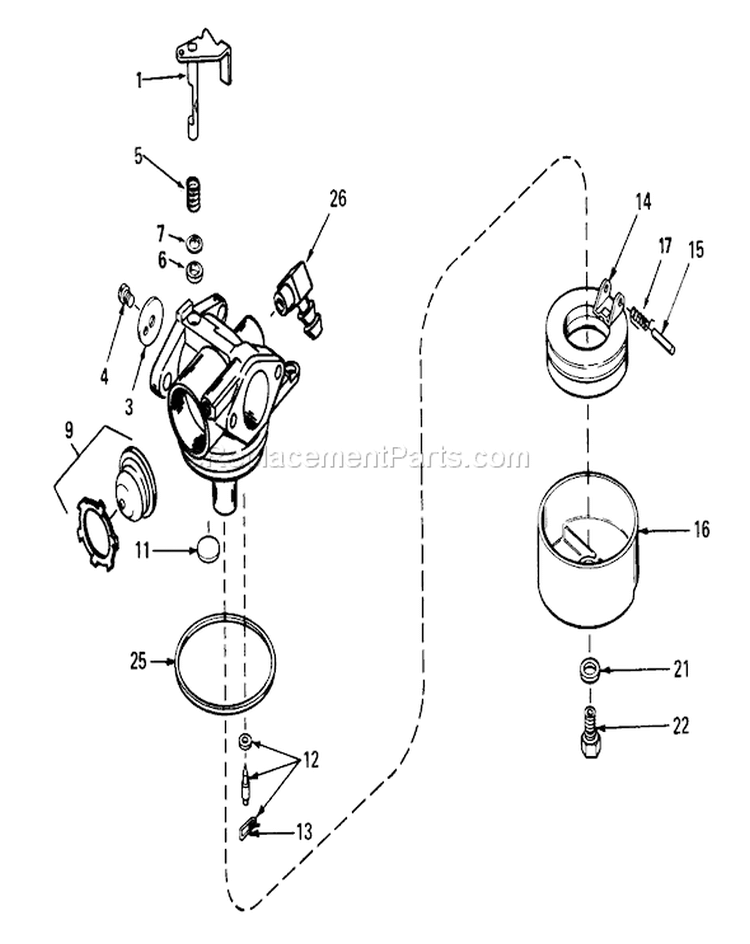 Carburetor Tecumseh No. 632434 Diagram and Parts List for 26651 9000001-9999999 - 1989 Toro Lawn Mower