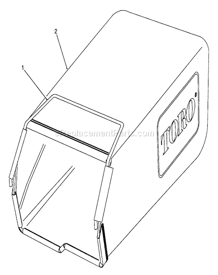 Grass Bag Assembly Diagram and Parts List for 26651 9000001-9999999 - 1989 Toro Lawn Mower