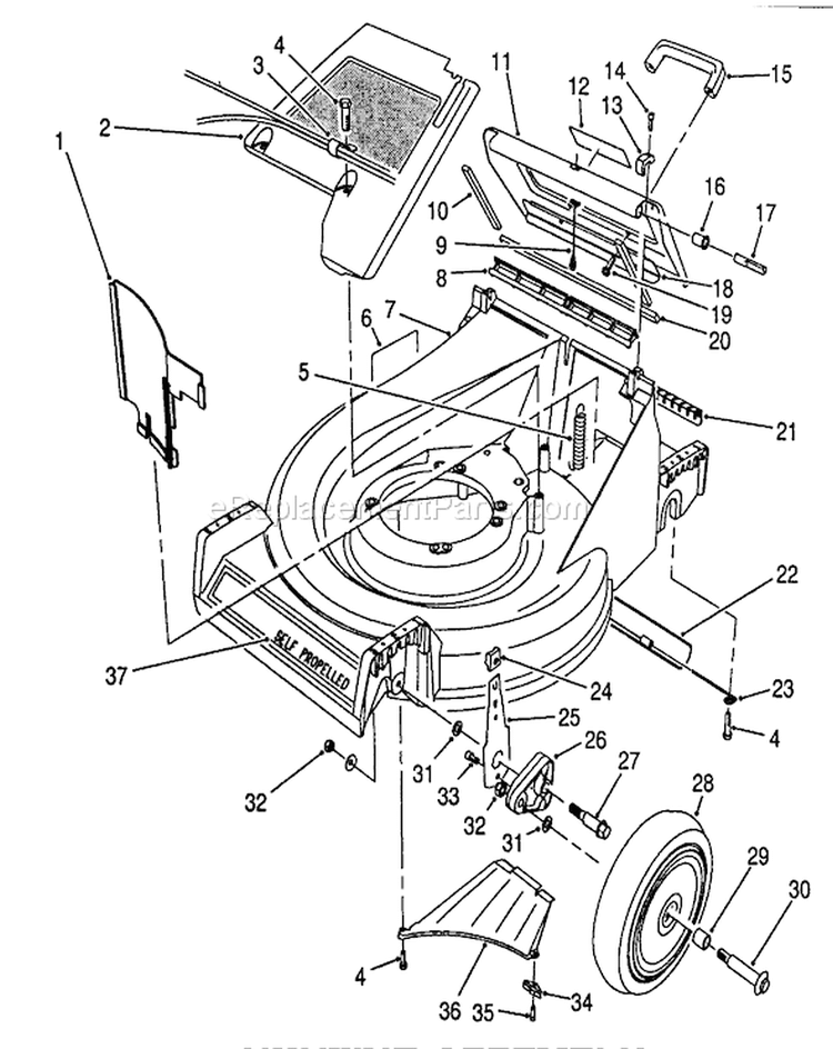 Housing Assembly Diagram and Parts List for 26651 9000001-9999999 - 1989 Toro Lawn Mower