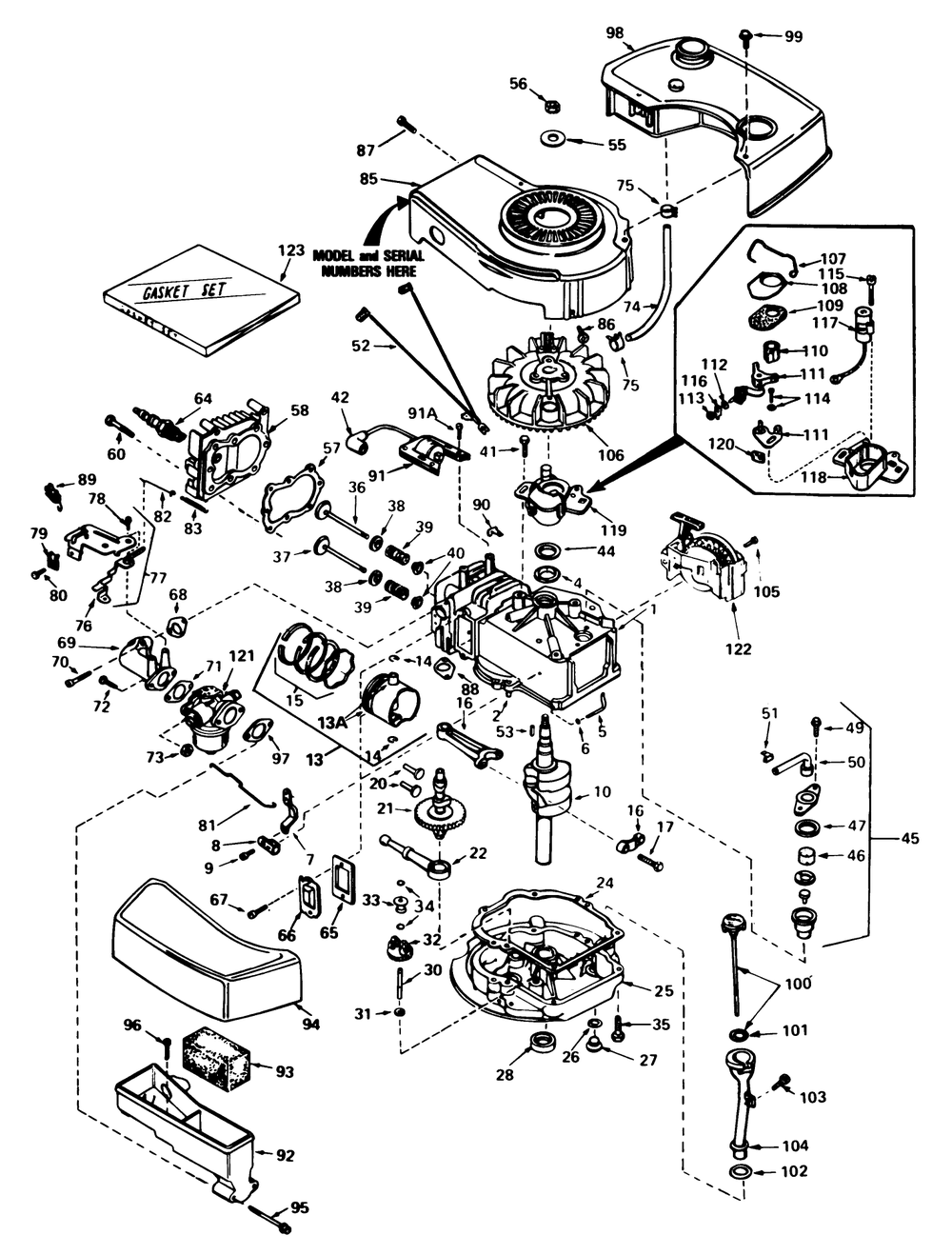 Engine Tecumseh Model No. Tnt 100-10066d Diagram and Parts List for 20788 1000001 - 1999999 Toro Lawn Mower