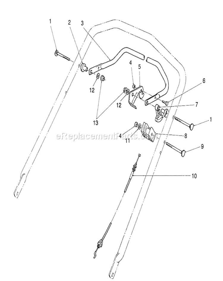 Traction Control Assembly Diagram and Parts List for 26680 0000001-0999999 - 1990 Toro Lawn Mower