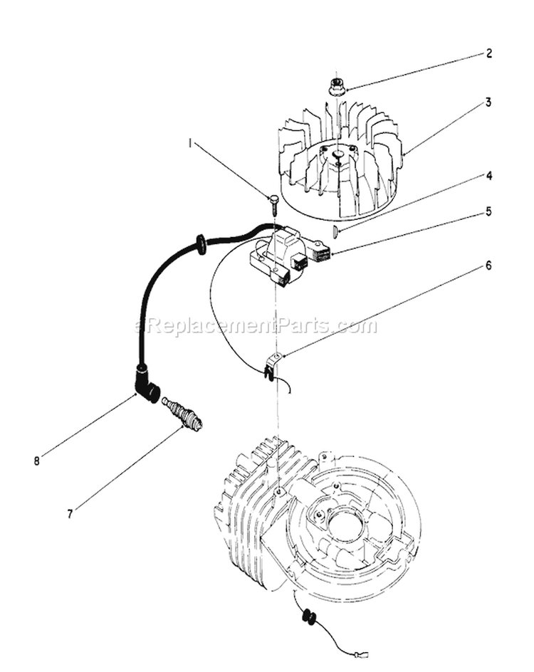 Flywheel & Magneto Assembly Diagram and Parts List for 26680 0000001-0999999 - 1990 Toro Lawn Mower