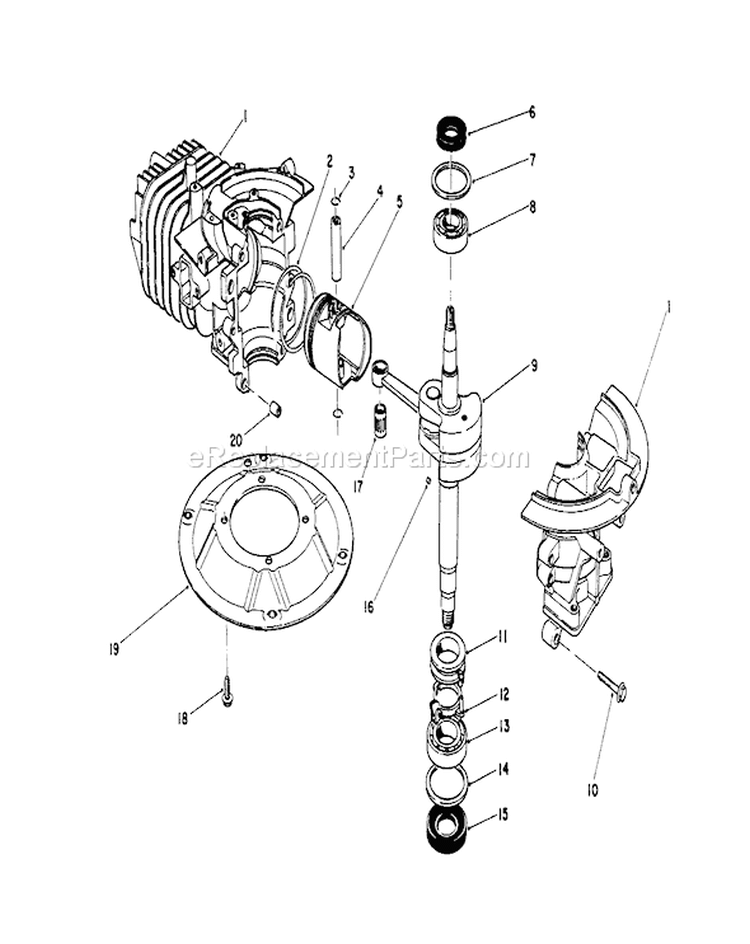 Crankshaft Assembly Diagram and Parts List for 26682 0000001-0999999 - 1990 Toro Lawn Mower