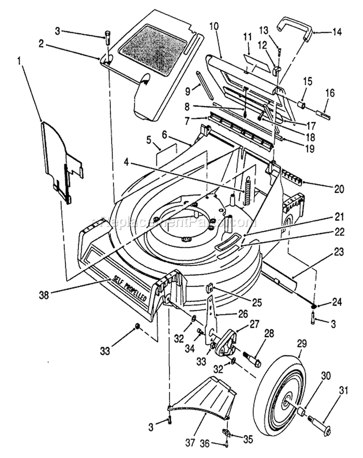 Page K Diagram and Parts List for 26682 9000001-9999999 - 1989 Toro Lawn Mower