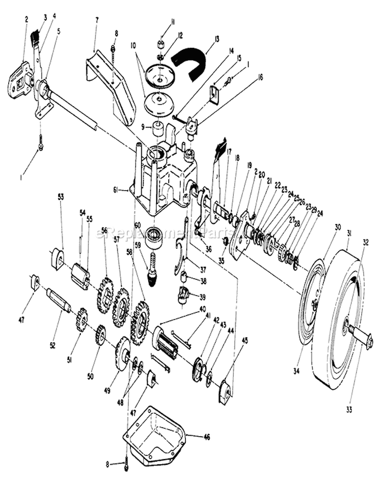 Gear Case Assembly Diagram and Parts List for 26682 9000001-9999999 - 1989 Toro Lawn Mower