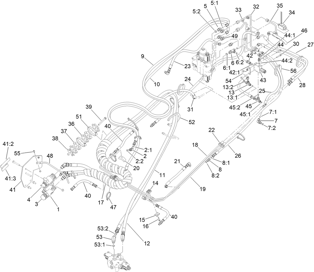 Manifold Hydraulic Assembly Diagram and Parts List for 22370 410400000 - 410499999 Toro Lawn Tractor Accessories