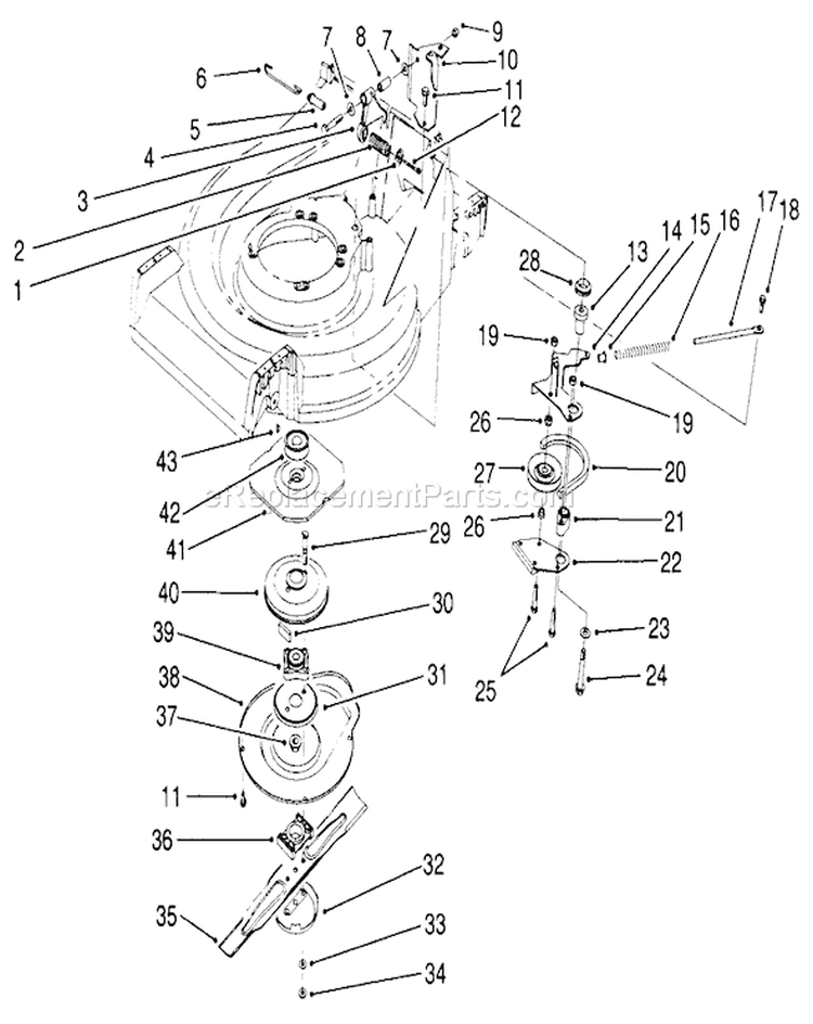 Blade Brake Clutch Assembly Diagram and Parts List for 26683 0000001-0999999 - 1990 Toro Lawn Mower
