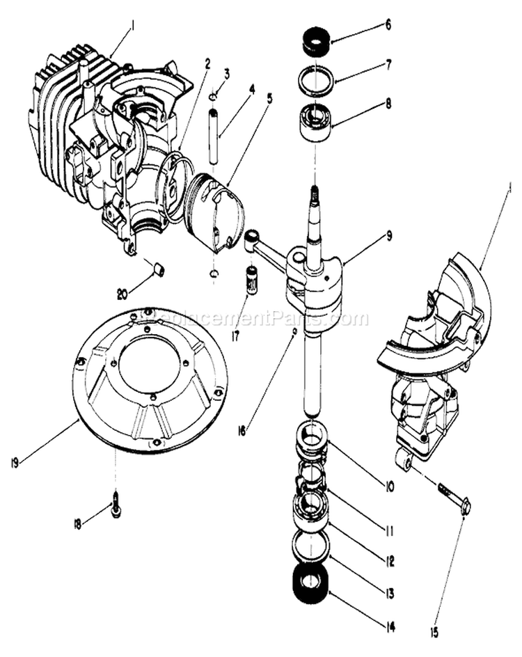 Crankshaft Assembly Diagram and Parts List for 26683 0000001-0999999 - 1990 Toro Lawn Mower