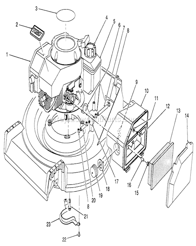Engine Assembly Diagram and Parts List for 26683 0000001-0999999 - 1990 Toro Lawn Mower
