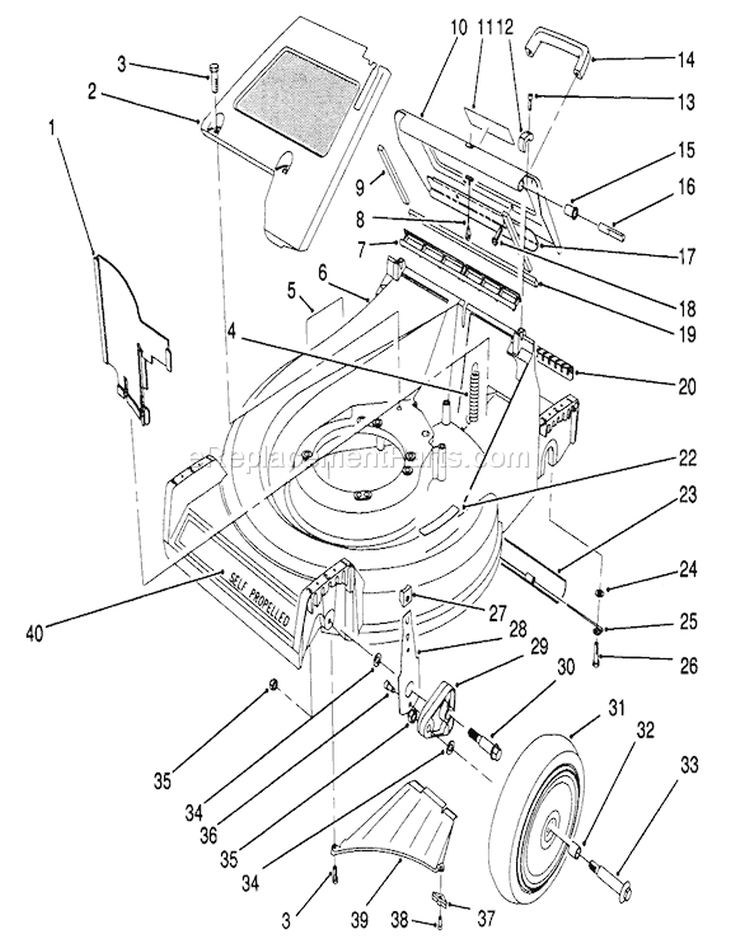 Housing Assembly Diagram and Parts List for 26683 2000001-2999999 - 1992 Toro Lawn Mower