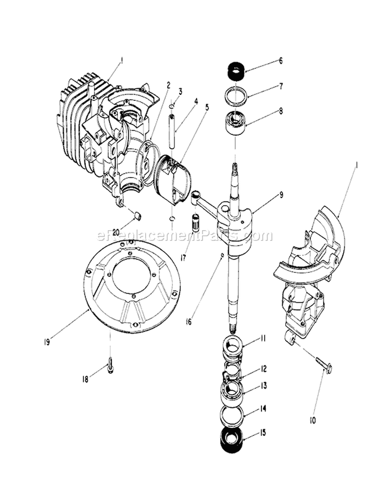 Crankshaft Assembly Diagram and Parts List for 26683 2000001-2999999 - 1992 Toro Lawn Mower
