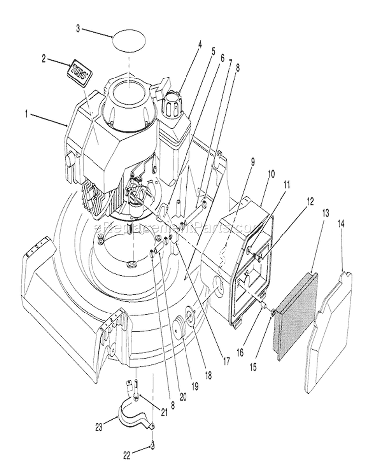 Engine Assembly Diagram and Parts List for 26683 2000001-2999999 - 1992 Toro Lawn Mower