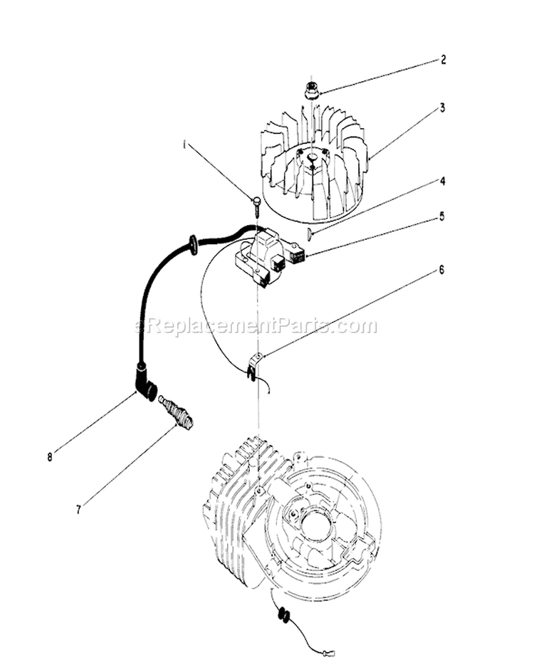 Flywheel & Magneto Assembly Diagram and Parts List for 26683 2000001-2999999 - 1992 Toro Lawn Mower