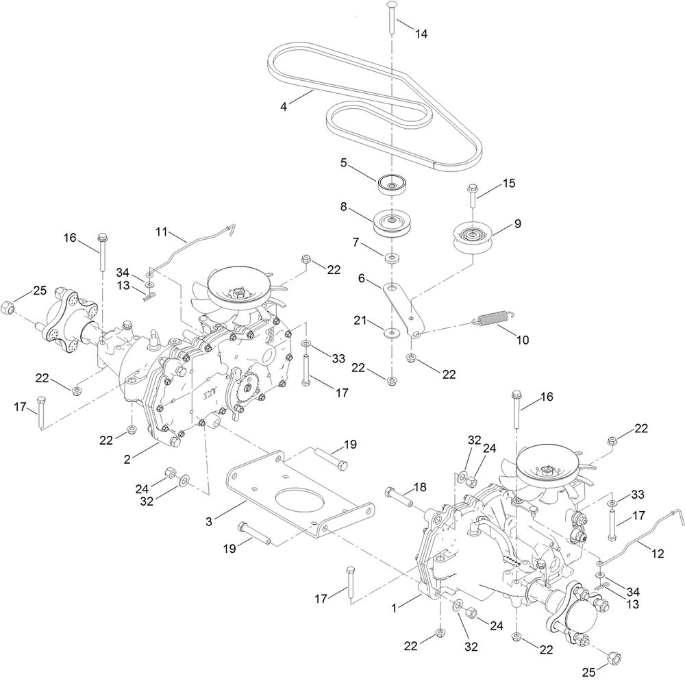 Traction Drive Assembly Diagram and Parts List for 75761TA 400000000 - 412599999 Toro Lawn Tractor