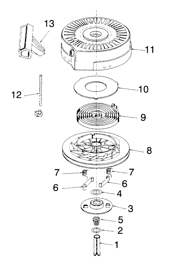 Recoil Starter No. 590652 (Model 38170 Only) Diagram and Parts List for 38175 4900001 - 4999999 Toro Snow Blower