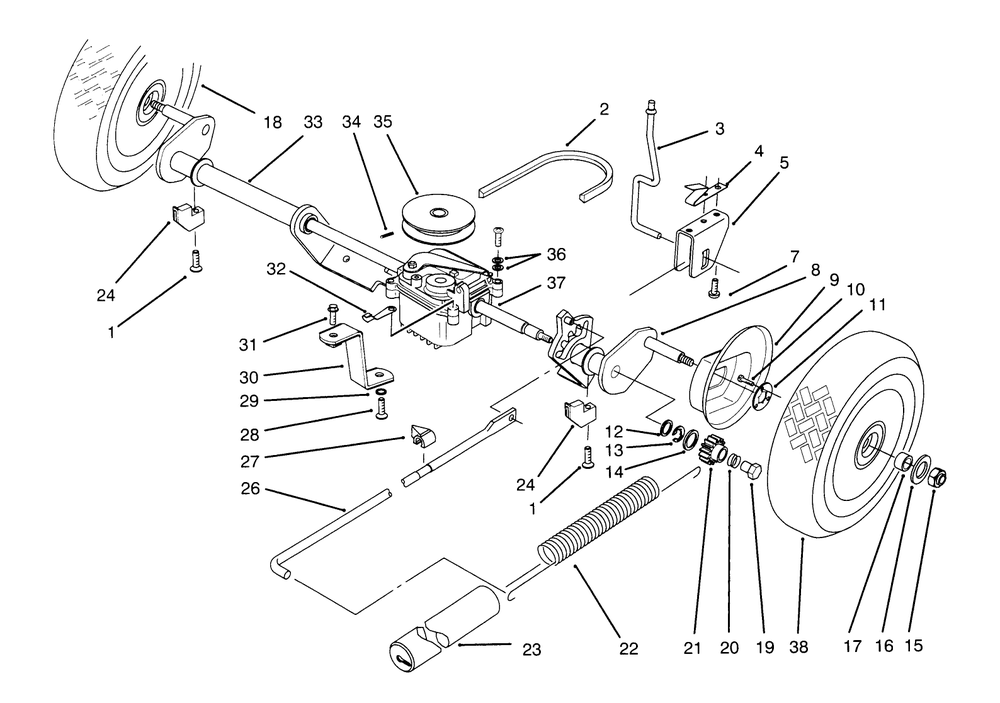 Rear Axle Assembly Diagram and Parts List for 21011BC 5900001 - 5999999 Toro Lawn Mower