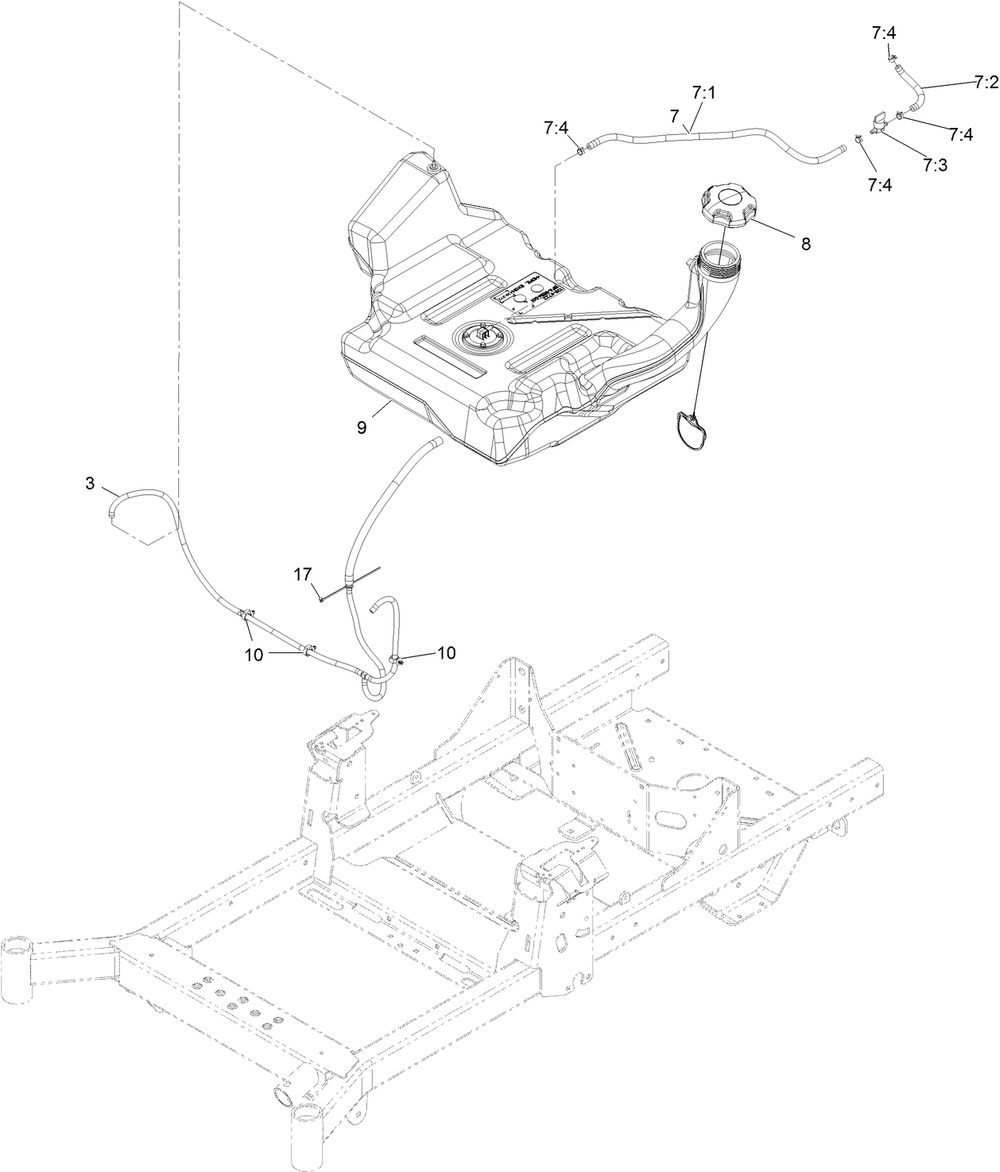 Fuel Assembly Diagram and Parts List for 77290 410200000-999999999 Toro Lawn Tractor