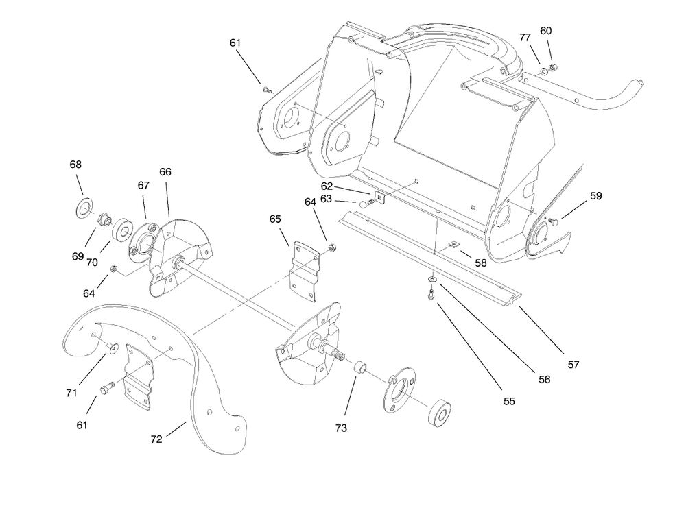 Auger Assembly Diagram and Parts List for 38171 8900001 - 8999999 Toro Snow Blower