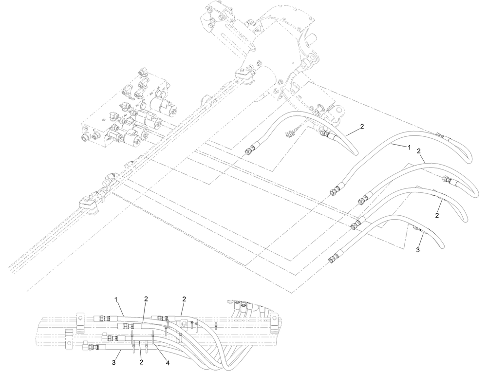 Loading Manifold Hydraulic Hose Assembly Diagram and Parts List for 23803 400000000 - 999999999 Toro Lawn Tractor Accessories