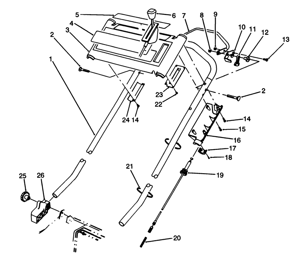 S.P. Handle Assembly Diagram and Parts List for 20917B 39000001 - 39999999 Toro Lawn Mower
