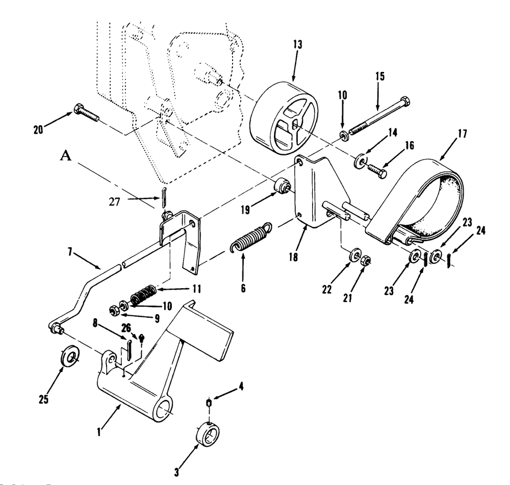 Clutch, Brake And Speed Control Linkage Diagram and Parts List for 73501 59000001 - 59000411 Toro Lawn Tractor
