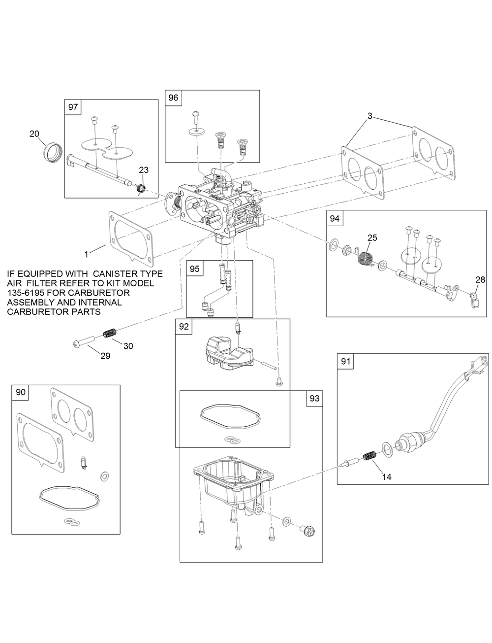Carburetor Assembly Diagram and Parts List for 75760W 407200000 - 410299999 Toro Lawn Tractor
