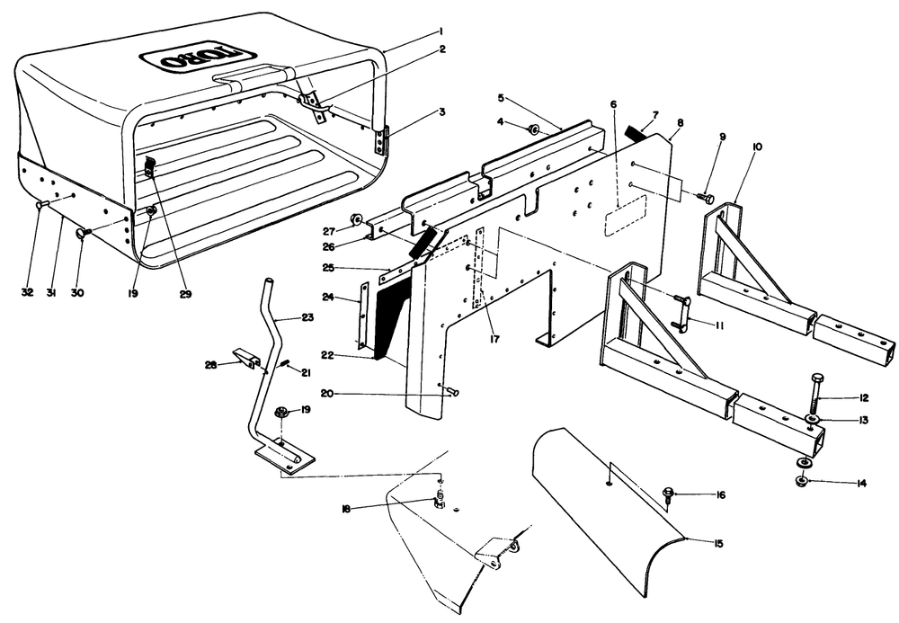 44" & 52" Bagging Kit Models 30126 & 30127 (Optional) Diagram and Parts List for 30111 6000001 - 6999999 Toro Lawn Tractor Accessories