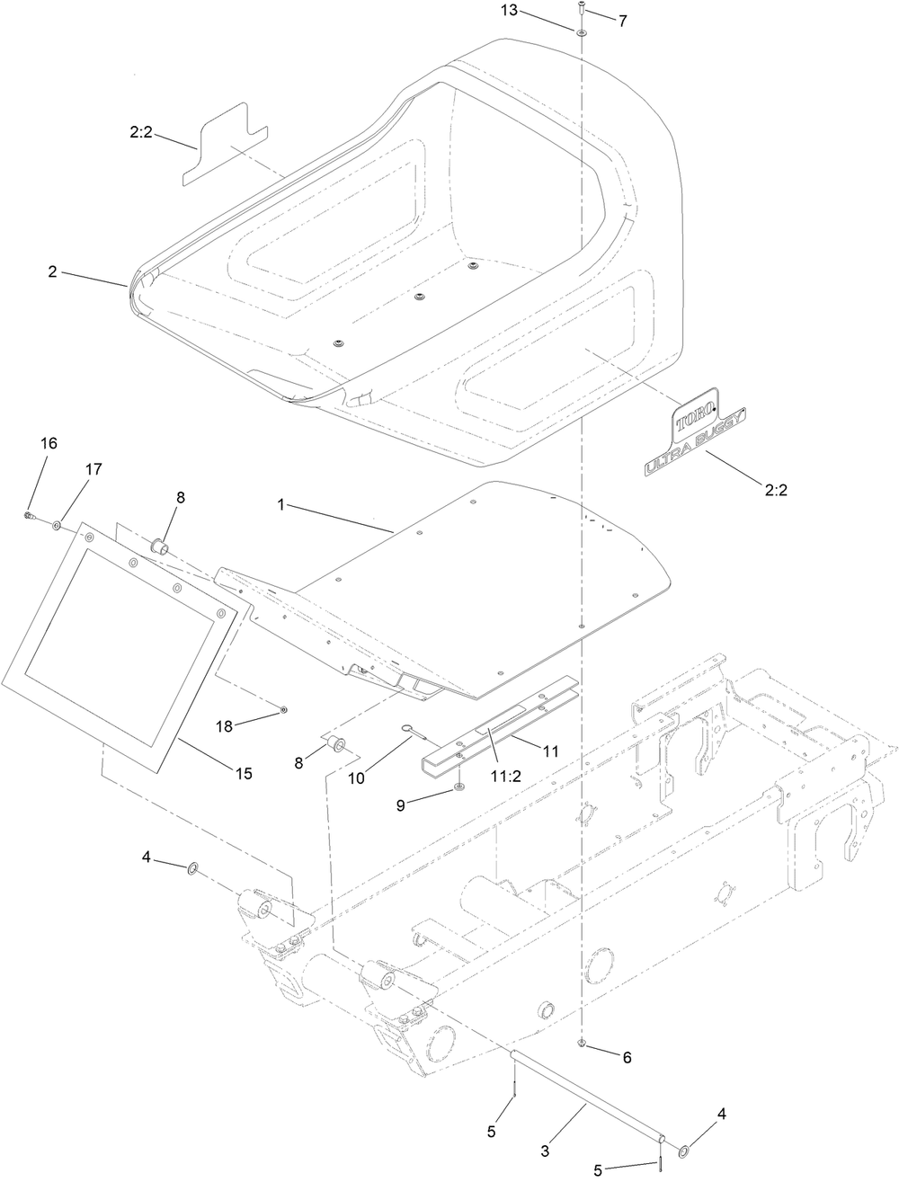 Hopper Assembly Diagram and Parts List for 68138G 412896904 - 415399999 Toro Cement Mixer