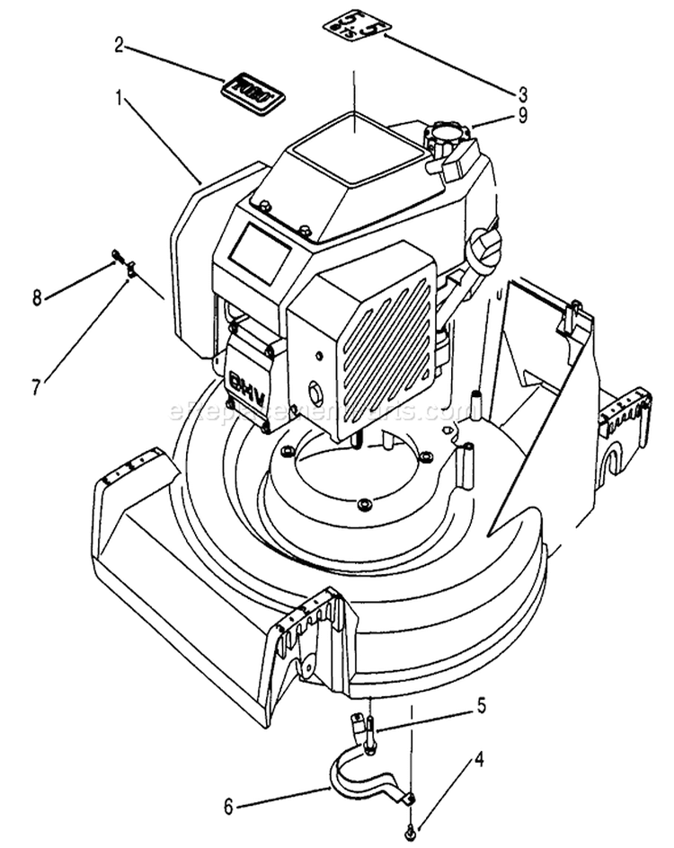 Engine Assembly Diagram and Parts List for 27501 2000001-2999999 - 1992 Toro Lawn Mower