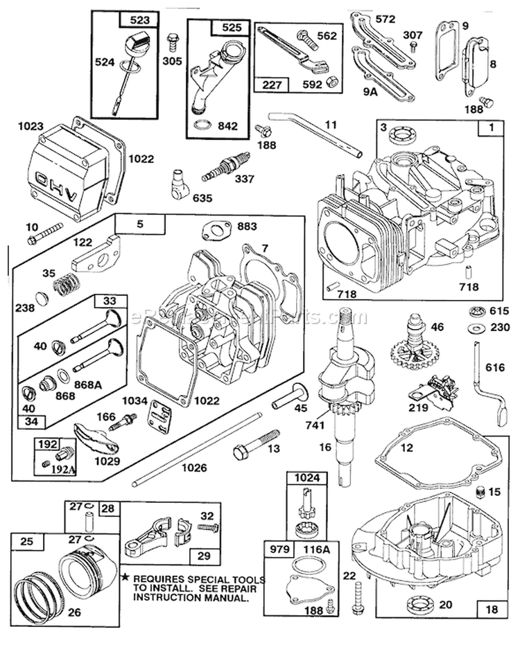 Engine Gts-150 77-8990 Diagram and Parts List for 27501 2000001-2999999 - 1992 Toro Lawn Mower